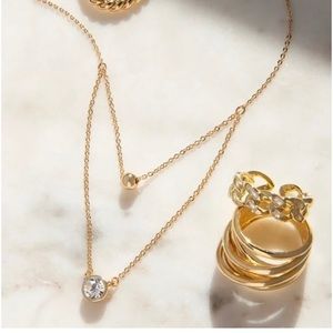 New Marlyn Schiff Double Layered Necklace Gold tone 16" length necklace
